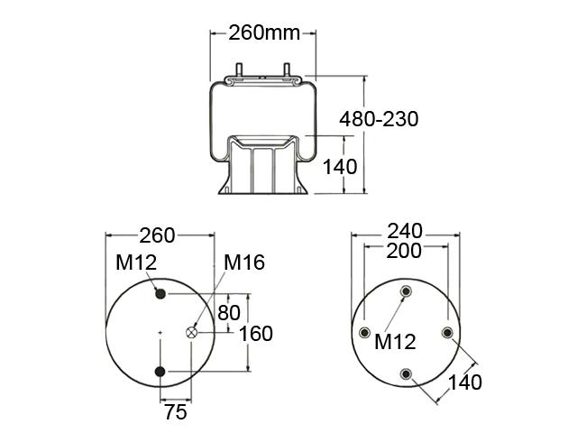 This is an image of  Air Bag, Lift Axle 1611323 1616000 570093 HGV Truck Part