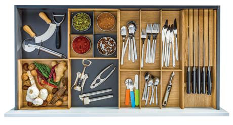 Kesseböhmer 1x Cutlery, 1x Knife Block & 2x Multipurpose inserts for 1000mm width kitchen drawers