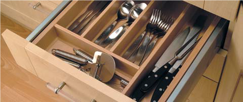 Beech Veneer Cutlery Tray for 900mm width kitchen drawers