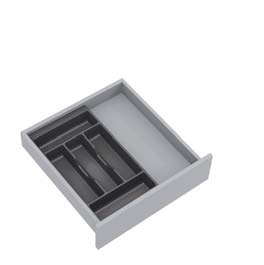 Plastic Grey Cutlery Tray for 800mm kitchen drawers  Drawer size: 900mm x 450mm  Material/Colour: Plastic/Grey  Dimensions: 814mm x 422mm  Props shown not included