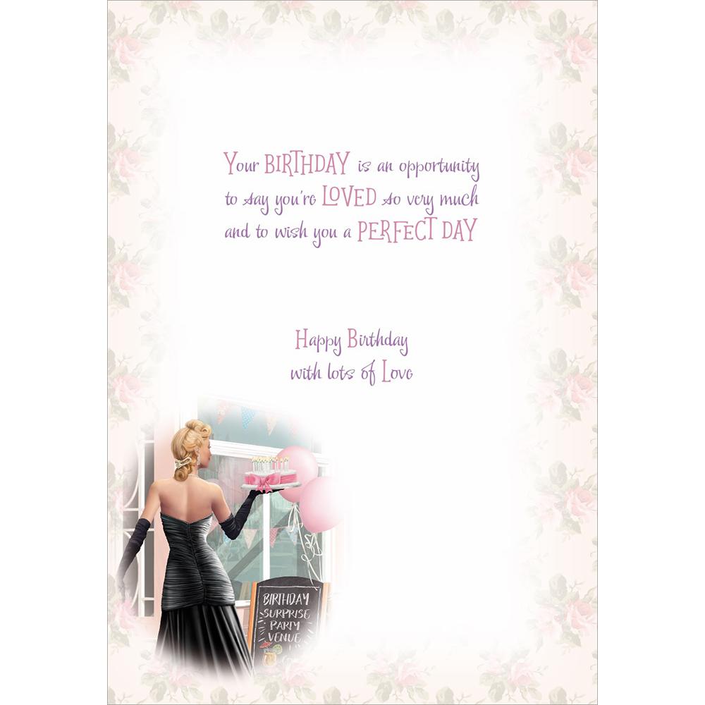 inside full colour contemporary illustration of birthday card for a mom