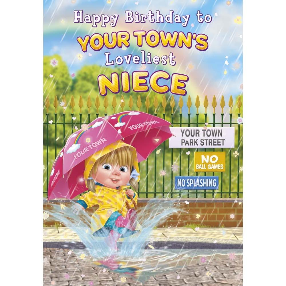 kids birthday card for a niece with a colourful great illustration