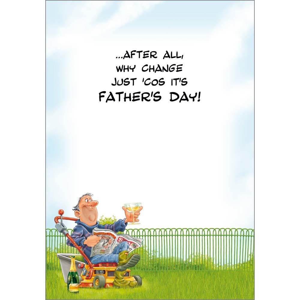 inside full colour cartoon illustration of father's day card for a da