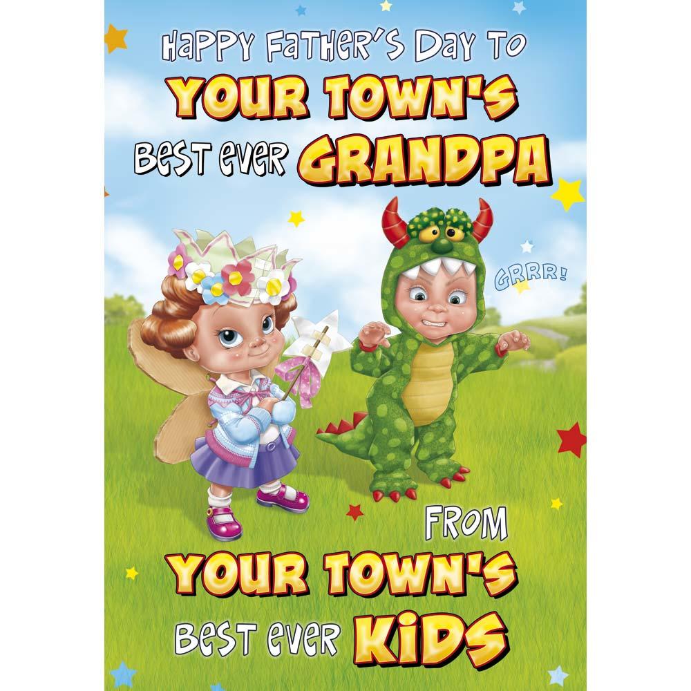 funny father's day card for a grandpa with a colourful cartoon illustration