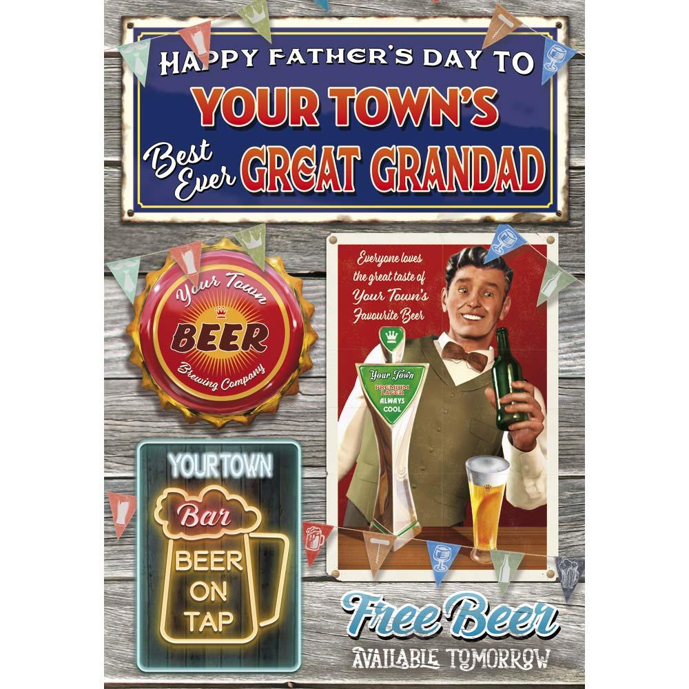 funny father's day card for a great grandad with a colourful cartoon illustration