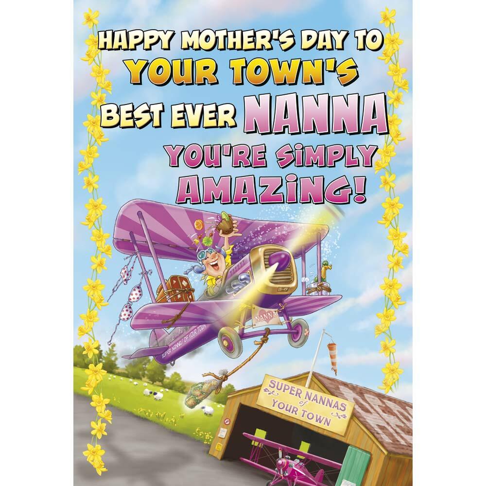 mother's day greeting card featuring humour illustration for a nanna from the up your street range