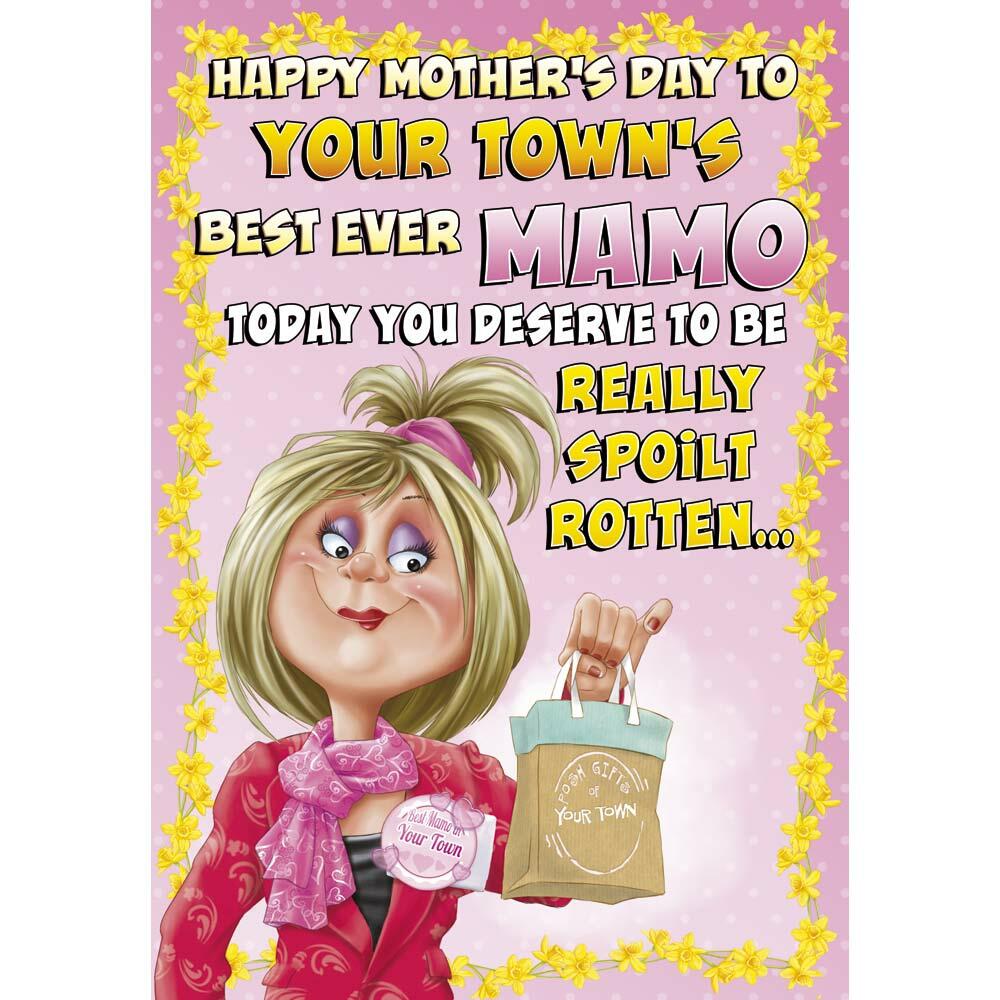 mother's day greeting card featuring humour illustration for a mamo from the up your street range
