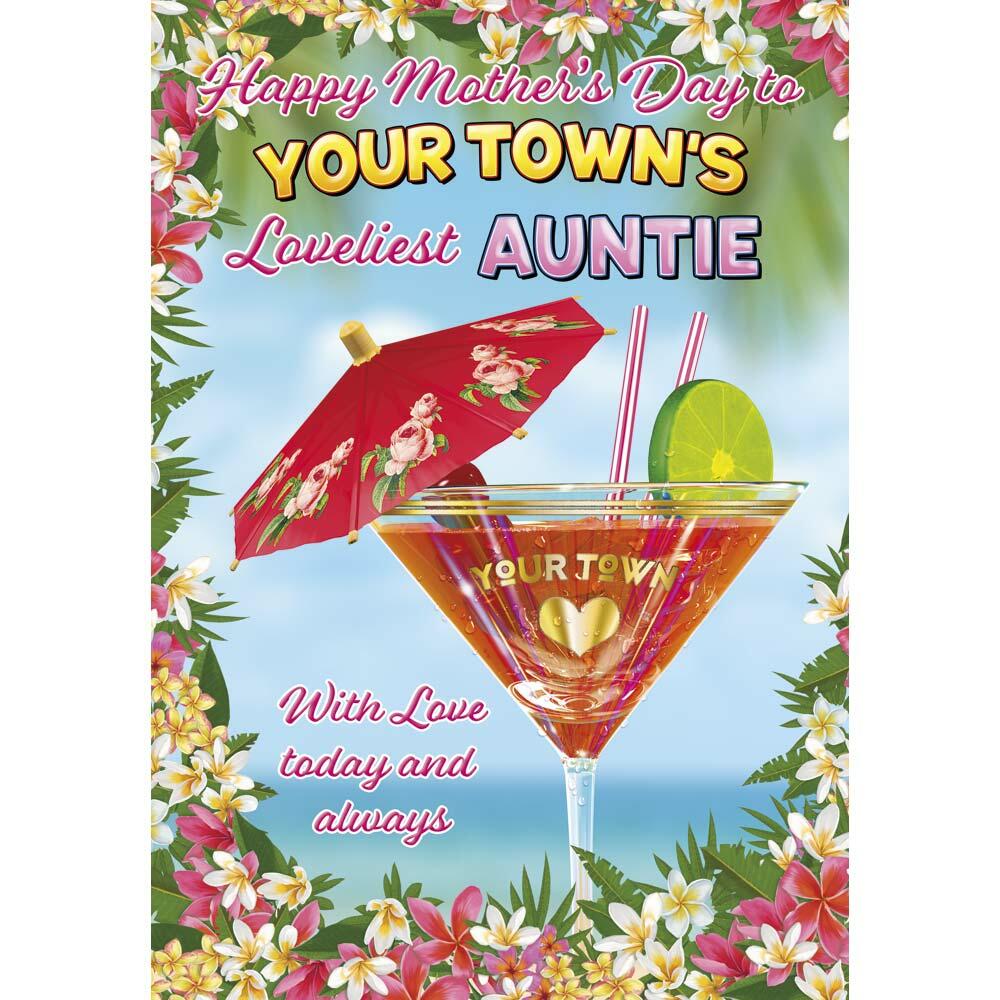 mother's day greeting card featuring humour illustration for a auntie from the up your street range