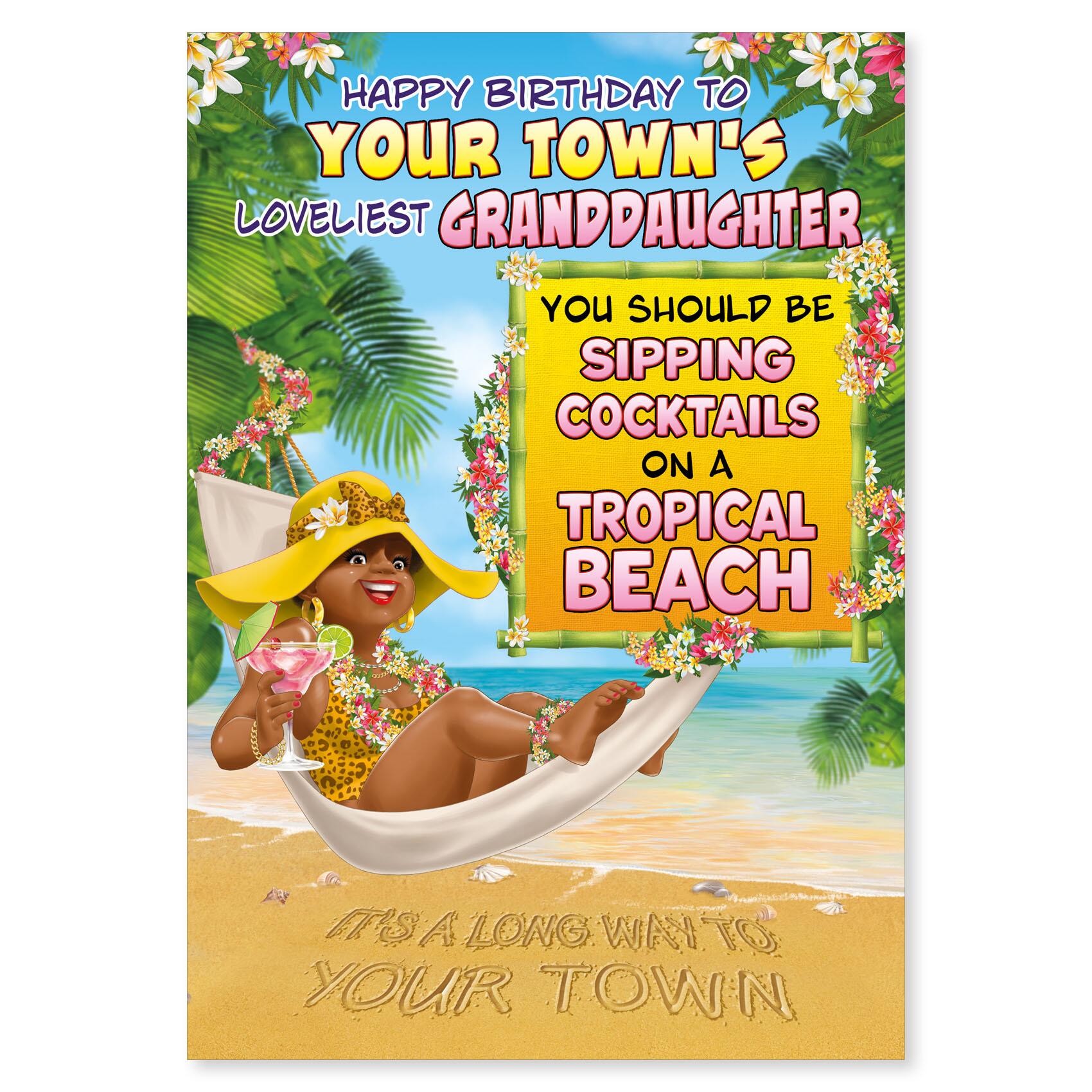 birthday > female birthday greeting card featuring humour illustration for a granddaughter from the up your street range