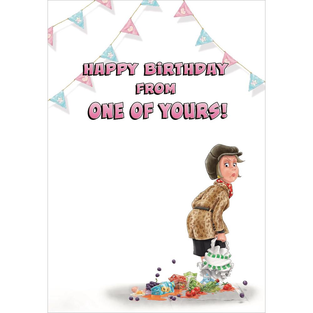 inside full colour cartoon illustration of birthday card for a mum