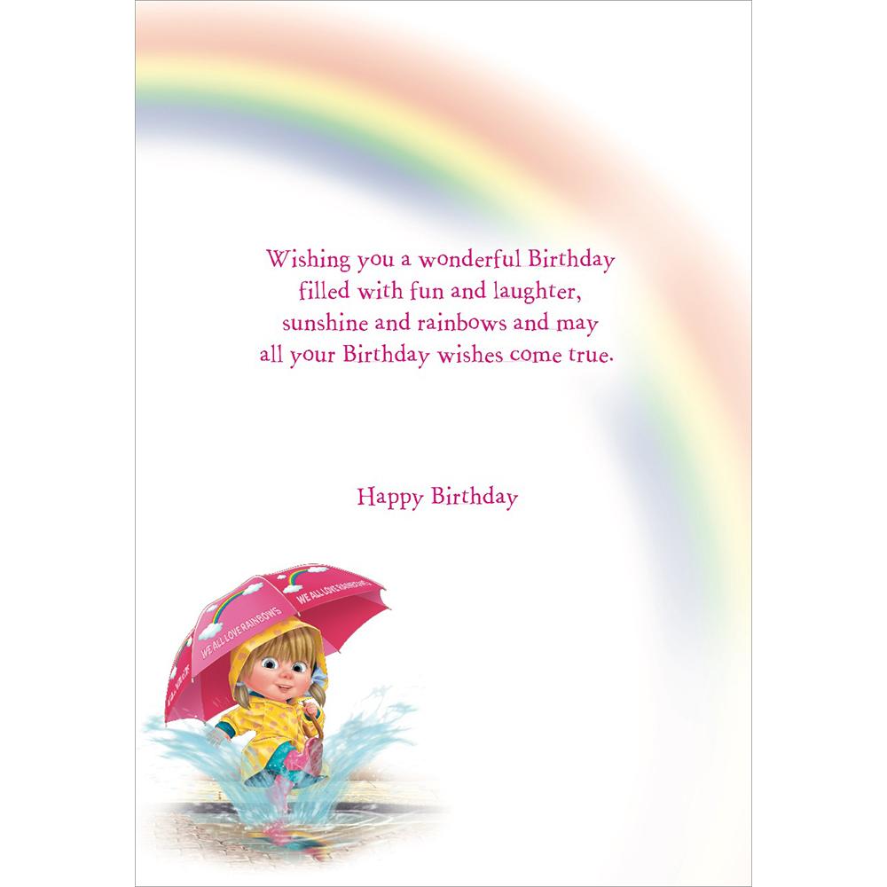 inside full colour great illustration of birthday card for a goddaughter