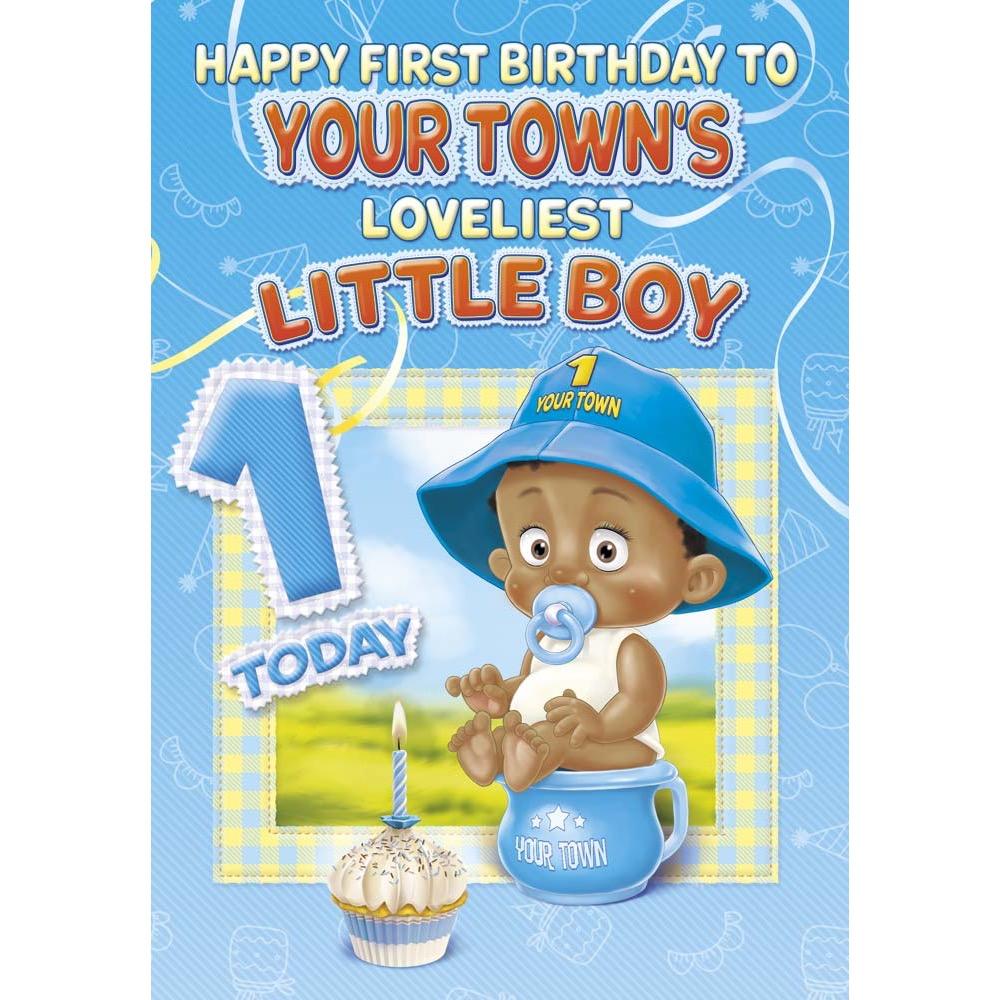 great age 1 card for a boy with a colourful great illustration