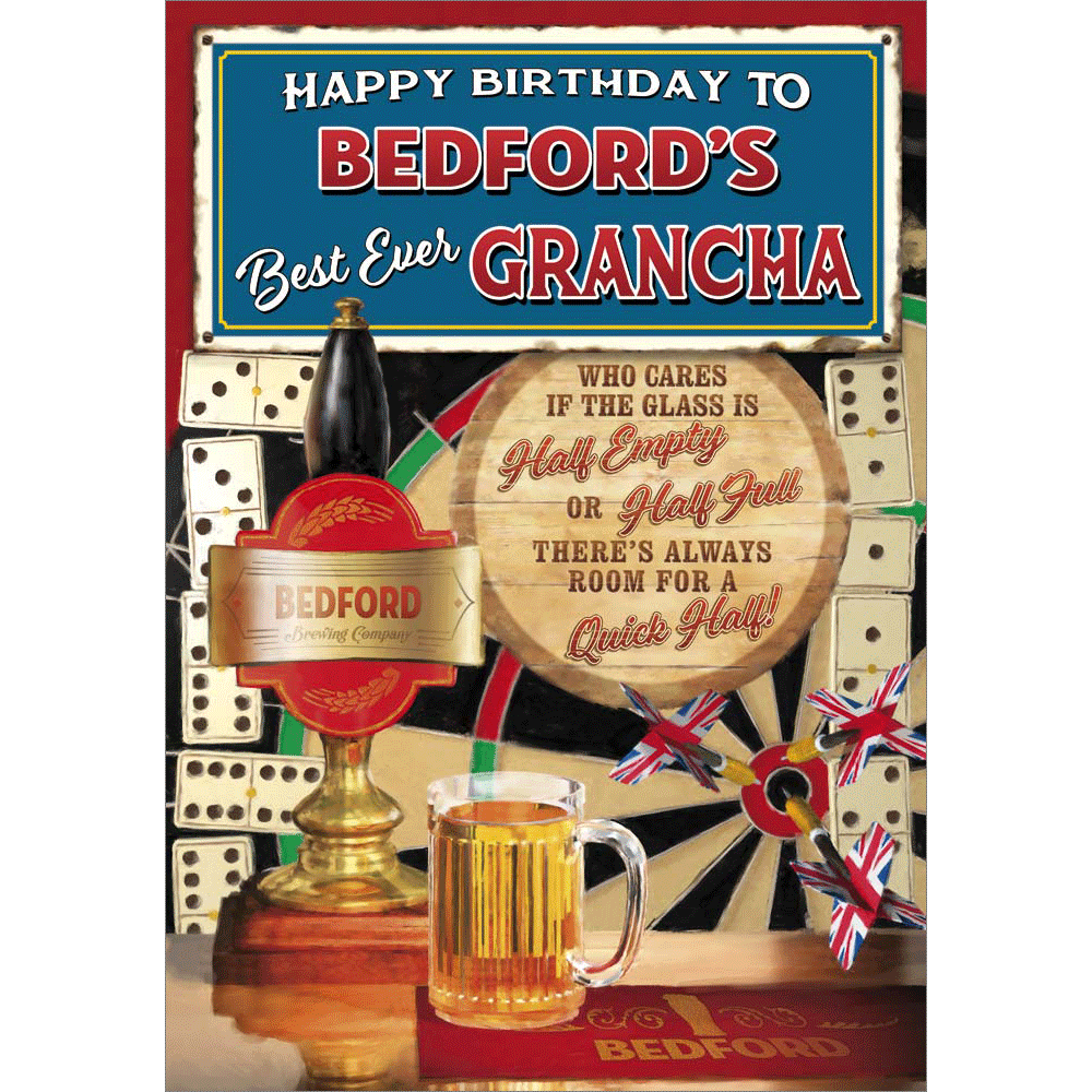front of card showing a selection of different personalisations of this great birthday card for a grancha