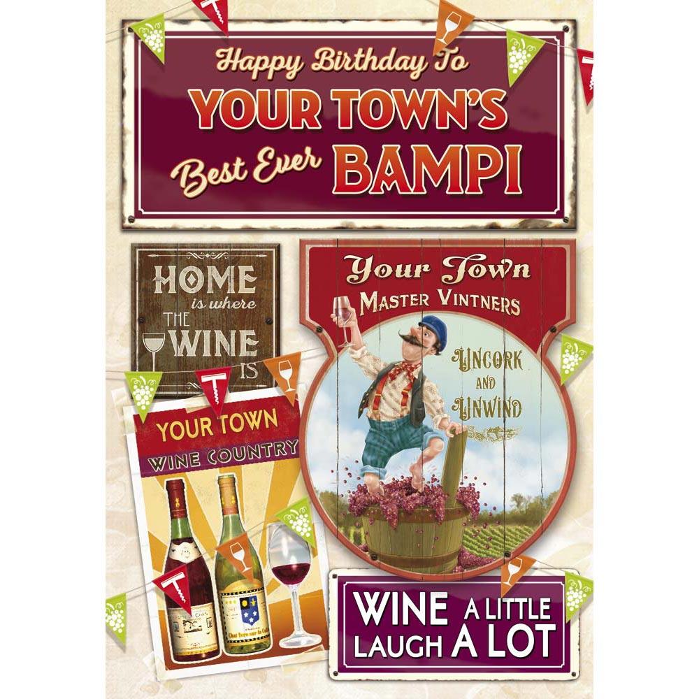 whimsical birthday card for a bampi with a colourful whimsical illustration