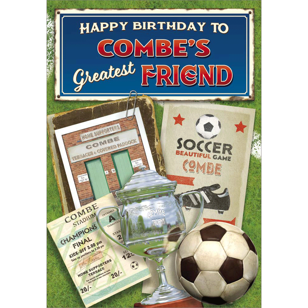 front of card showing a selection of different personalisations of this great birthday card for a specfriend male