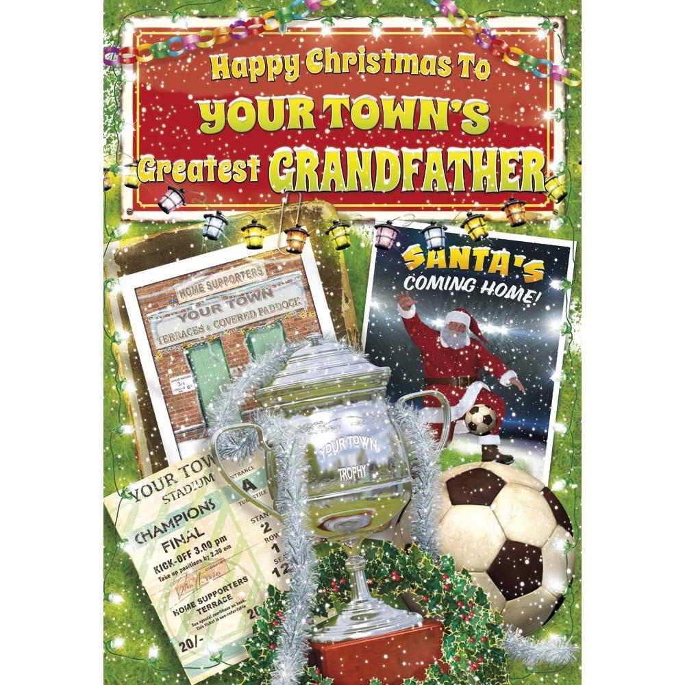 funny christmas card for a grandfather with a colourful cartoon illustration