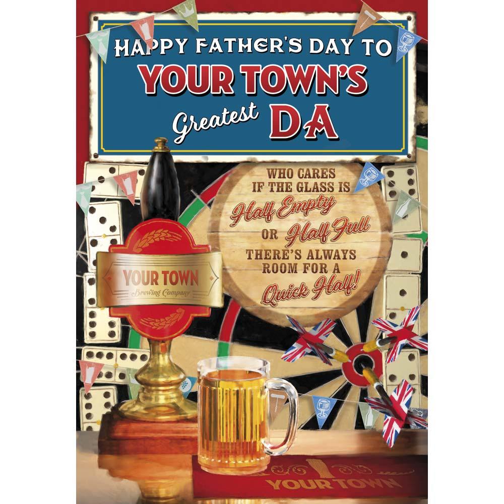 classic father's day card for a da with a colourful realistic illustration