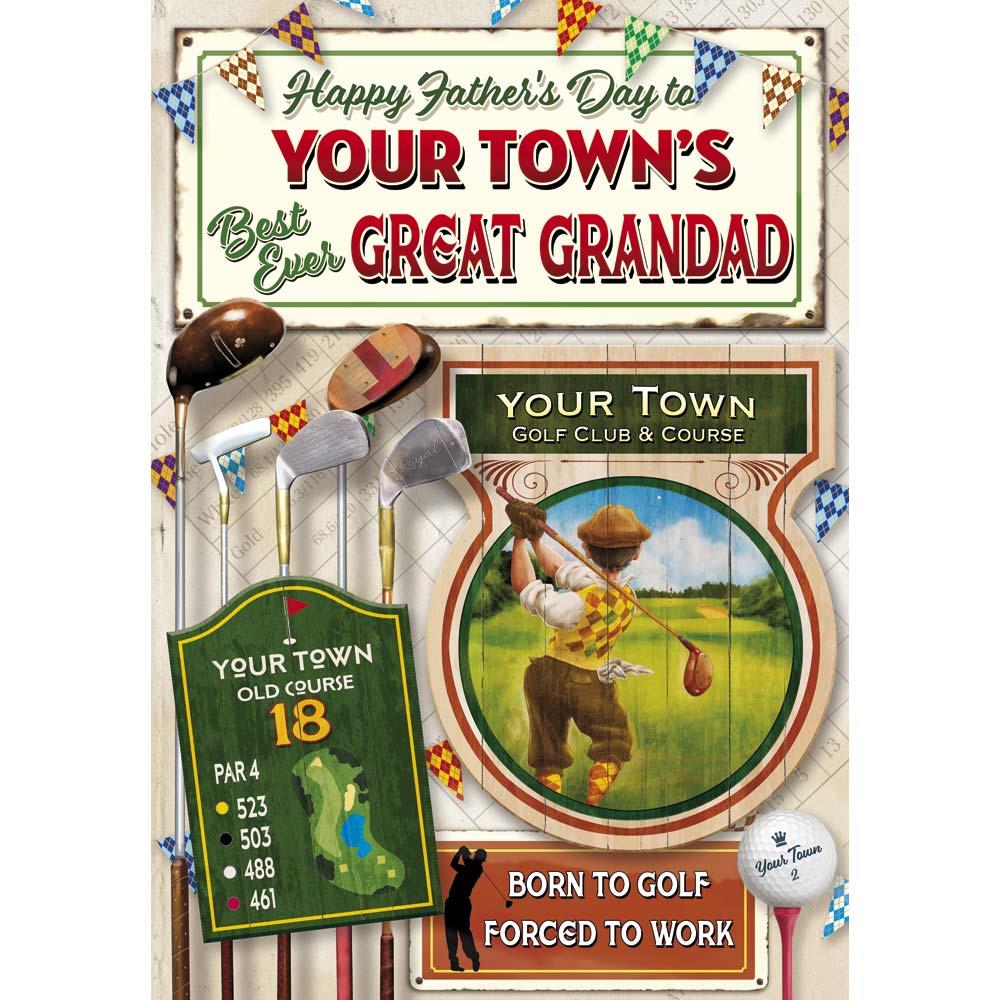funny father's day card for a great grandad with a colourful cartoon illustration