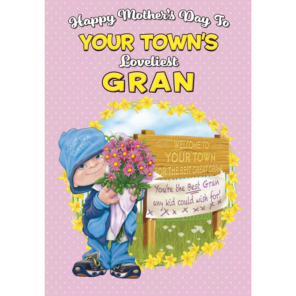 mother's day greeting card featuring humour illustration for a gran from the up your street range
