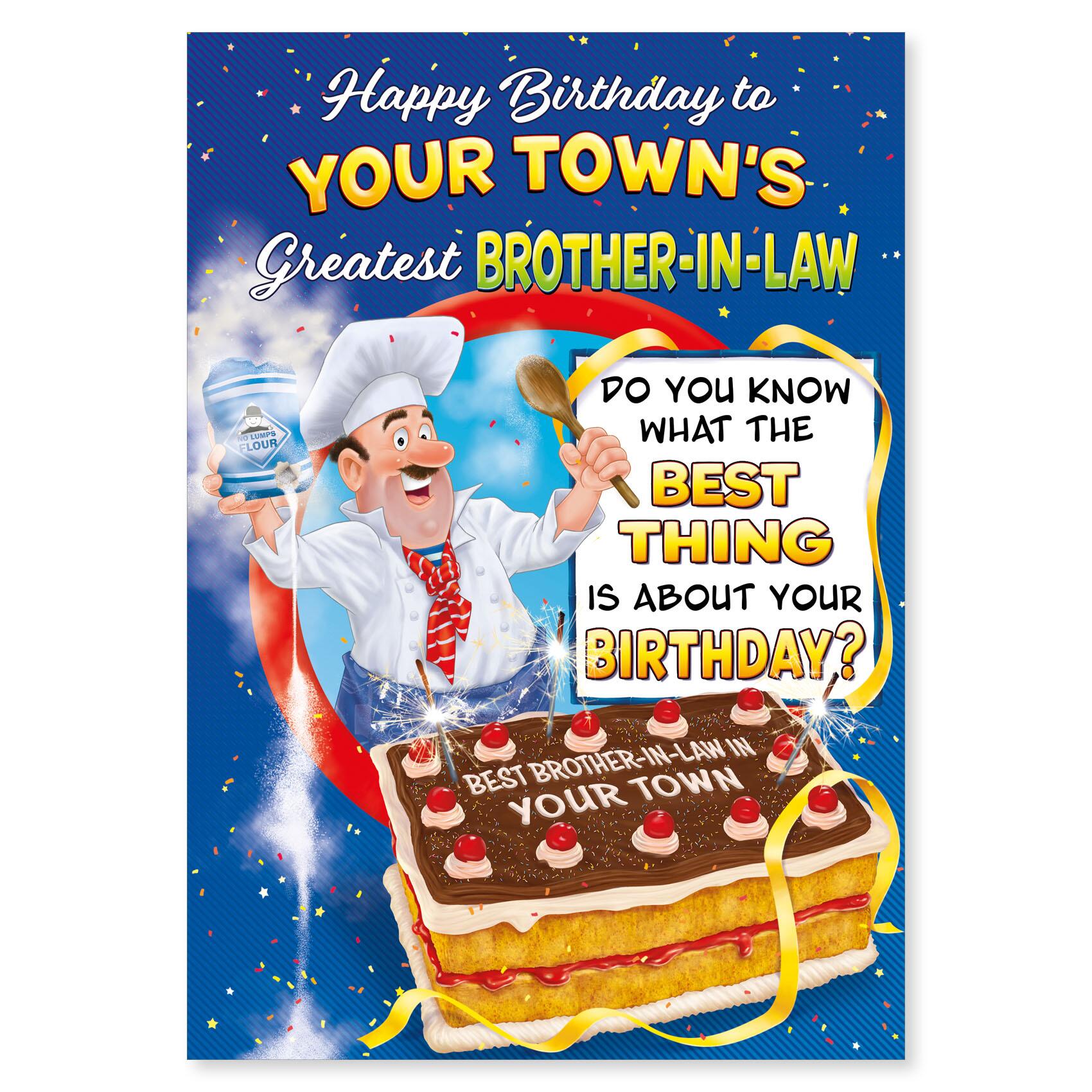 birthday > male birthday greeting card featuring humour illustration for a brother in law from the up your street range