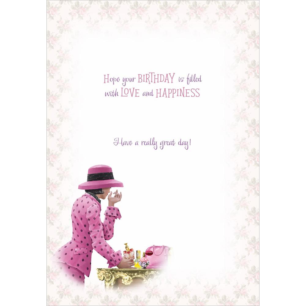 inside full colour contemporary illustration of birthday card for a sister in law