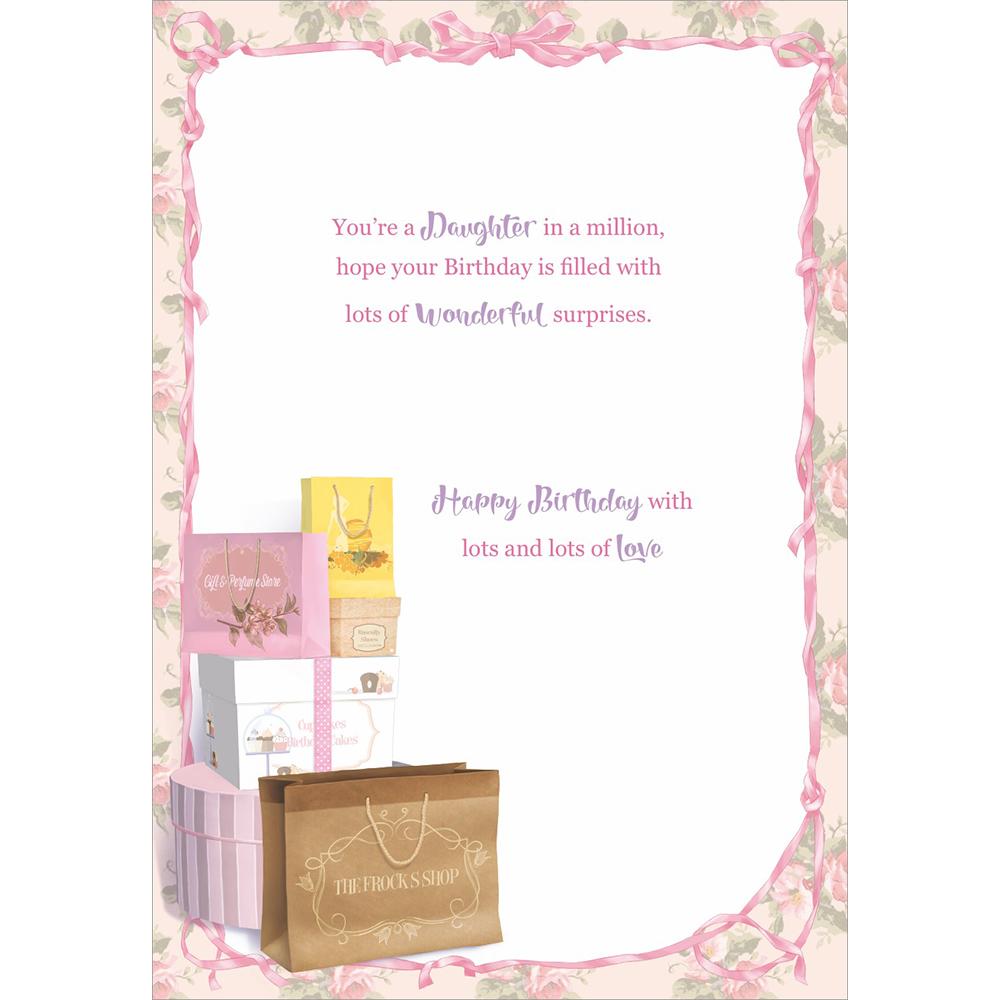 inside full colour contemporary illustration of birthday card for a daughter