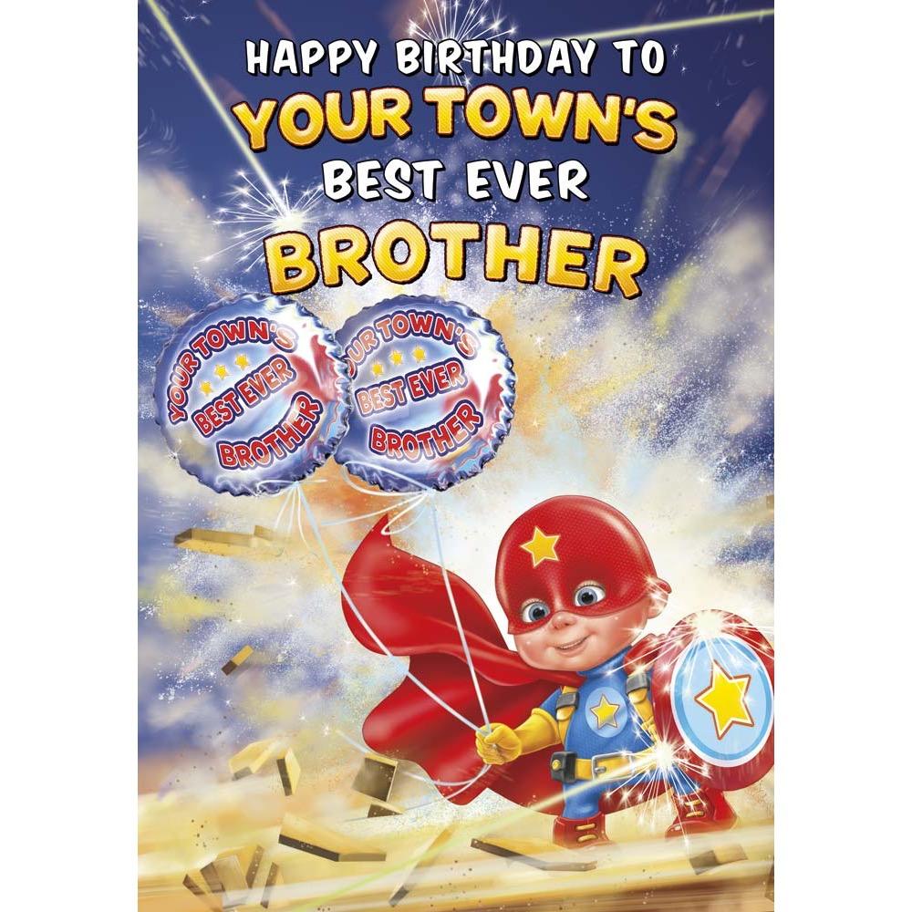 kids birthday card for a brother with a colourful great illustration