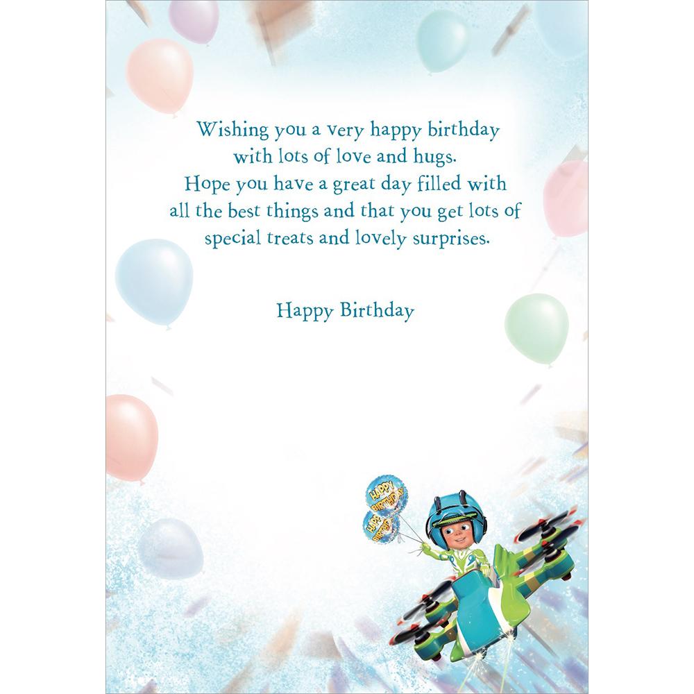 inside full colour great illustration of birthday card for a cousin male