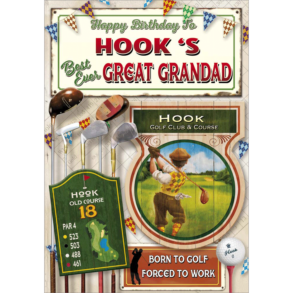 front of card showing a selection of different personalisations of this great birthday card for a great grandad