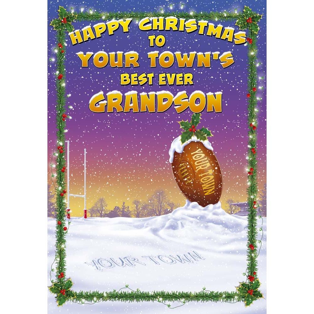 funny christmas card for a grandson with a colourful cartoon illustration