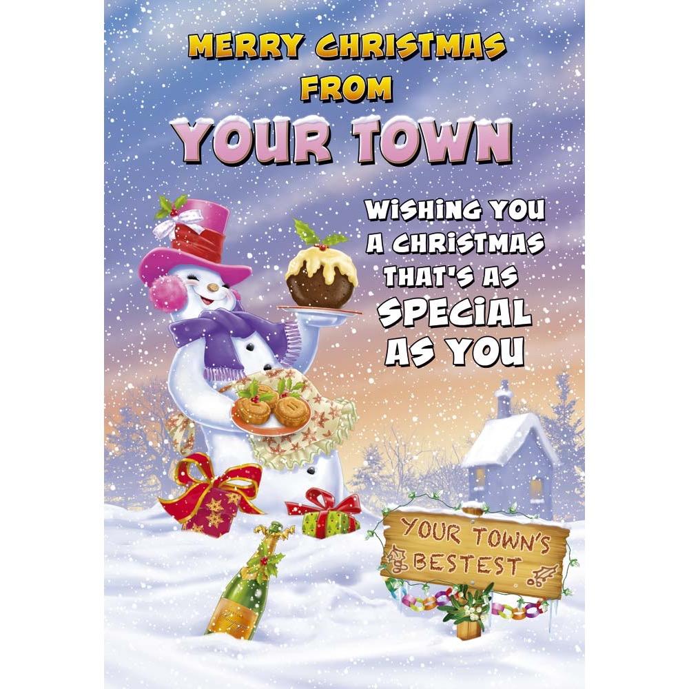 funny christmas card for a from with a colourful cartoon illustration