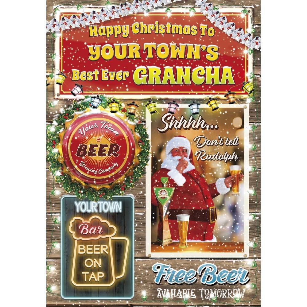 funny christmas card for a grancha with a colourful cartoon illustration