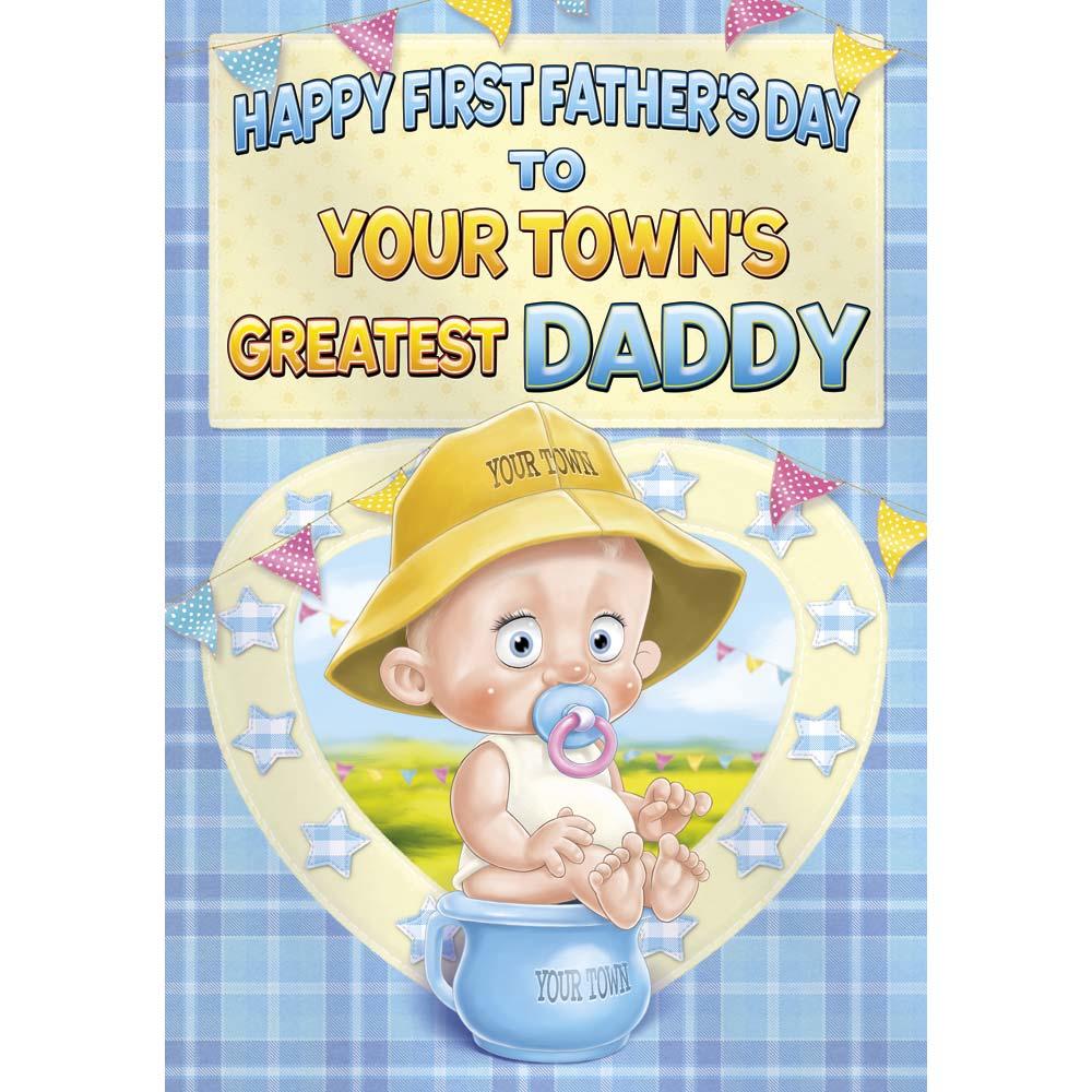funny father's day card for a daddy with a colourful cartoon illustration