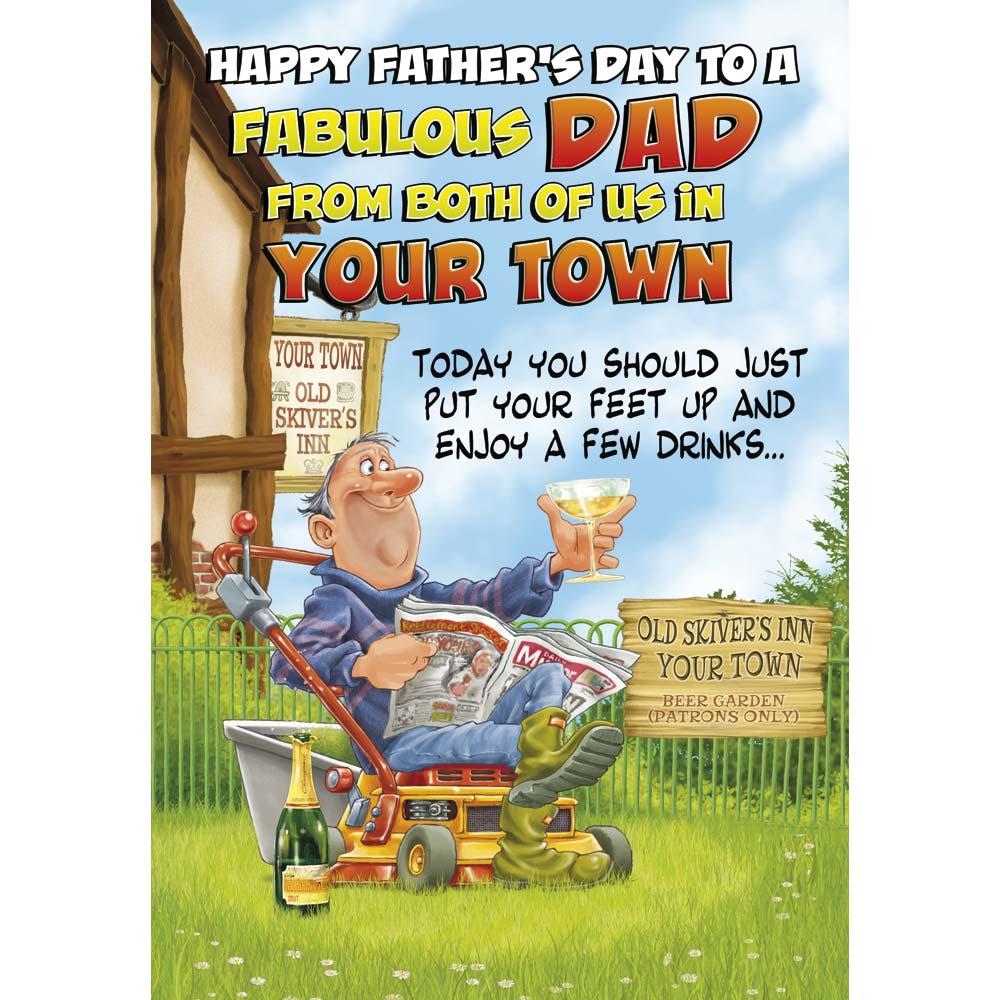 funny father's day from card for a non specific with a colourful cartoon illustration