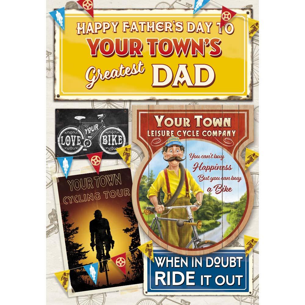 funny father's day card for a dad with a colourful cartoon illustration