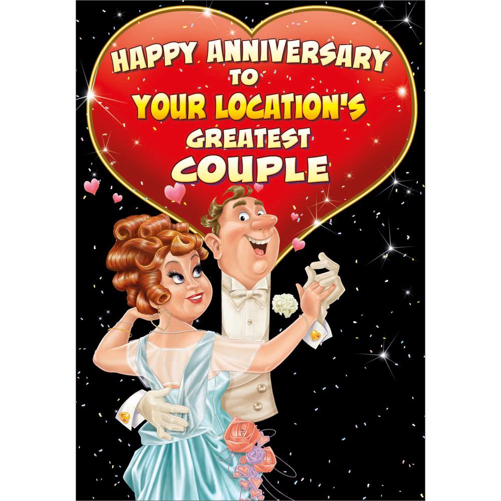 anniversary greeting card featuring humour illustration for a couple from the up your street range