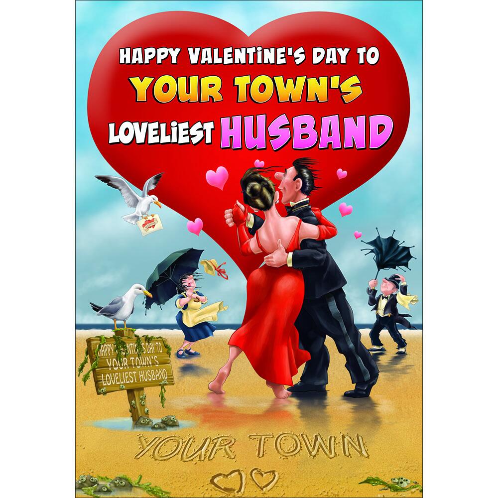 valentines day greeting card featuring humour illustration for a husband from the up your street range