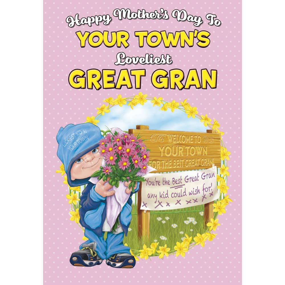 mother's day greeting card featuring humour illustration for a gran from the up your street range