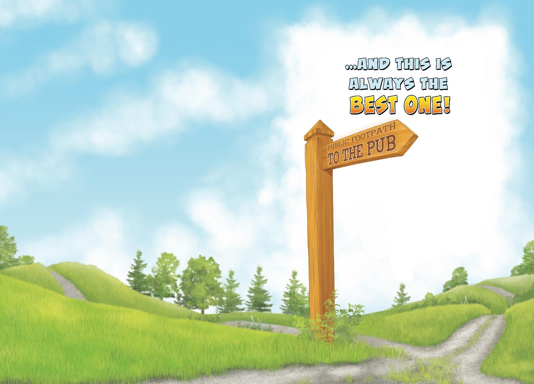 inside full colour cartoon illustration of birthday card for a specfriend male