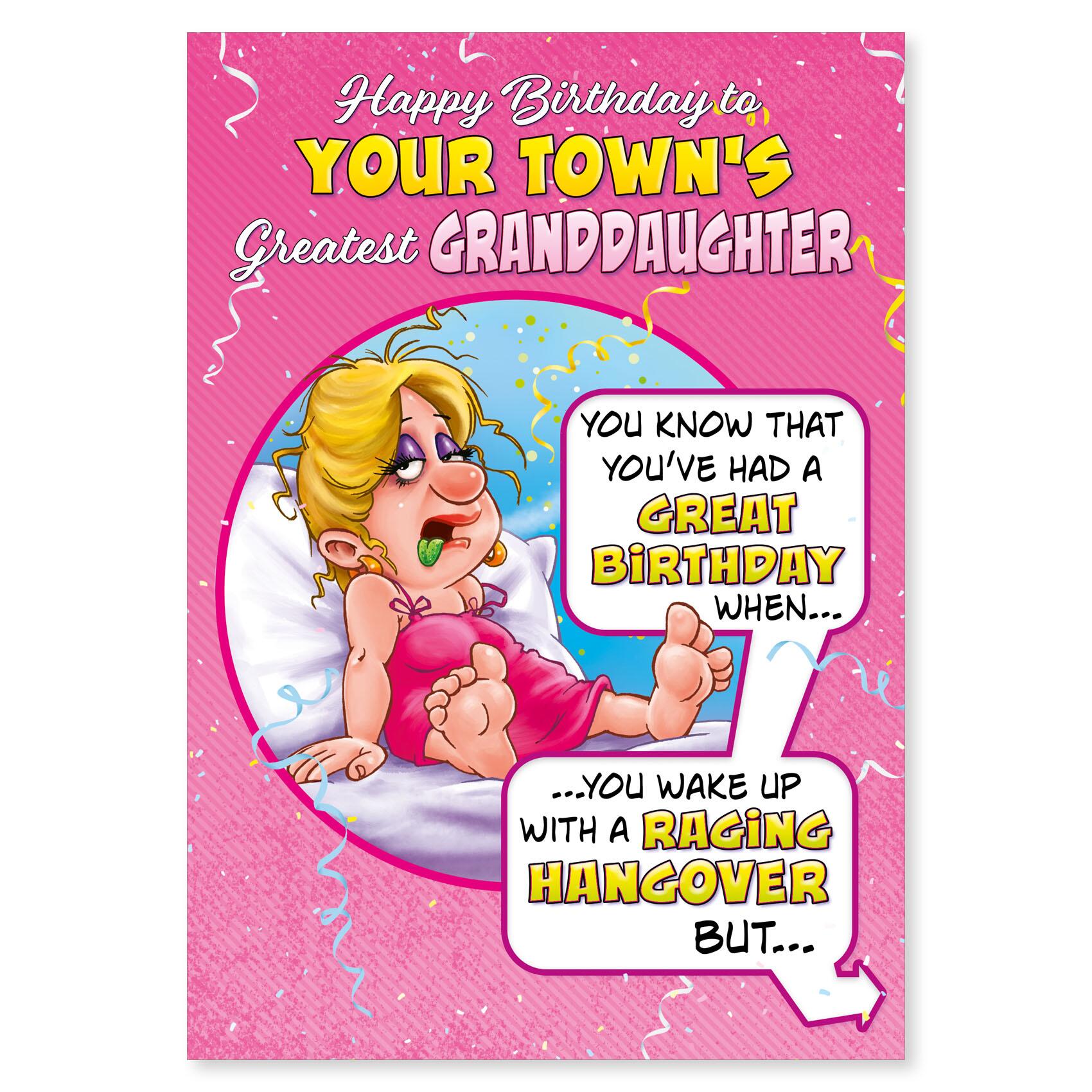 birthday > female birthday greeting card featuring humour illustration for a granddaughter from the up your street range