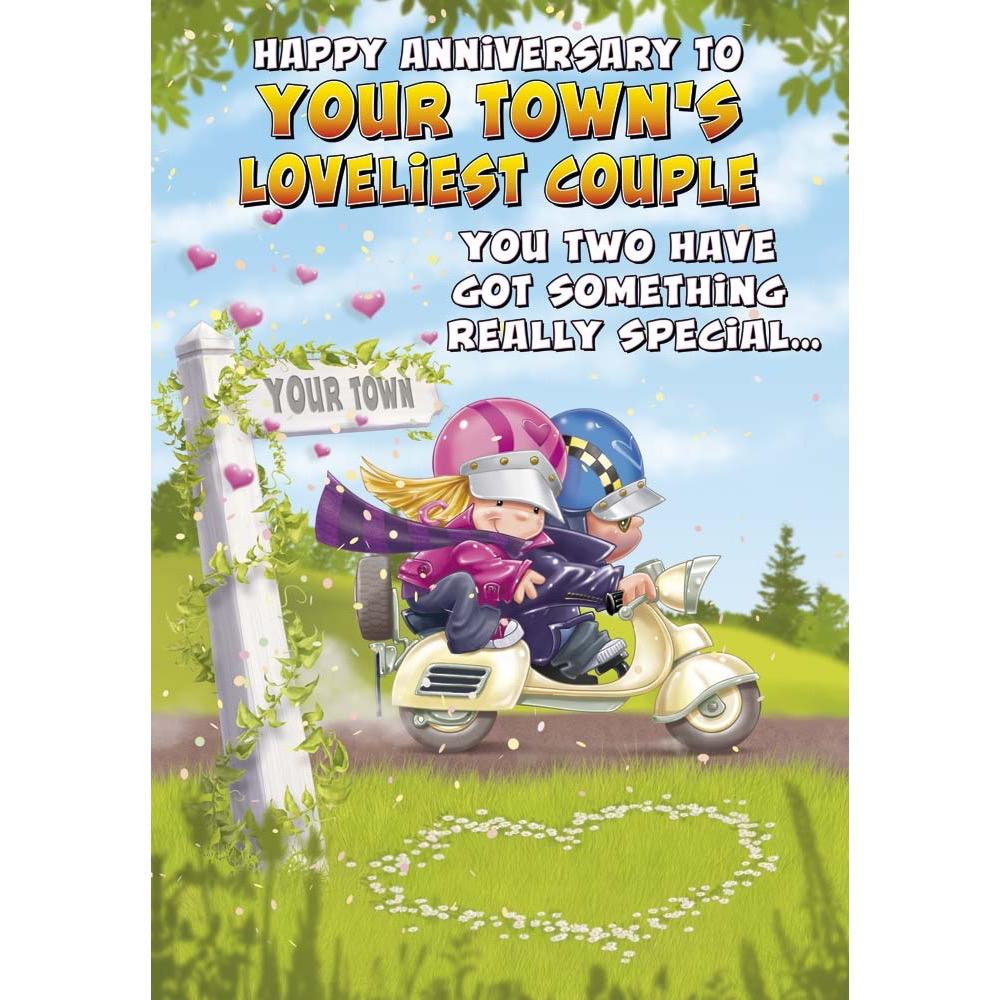 funny anniv non wed card for a special couple with a colourful cartoon illustration