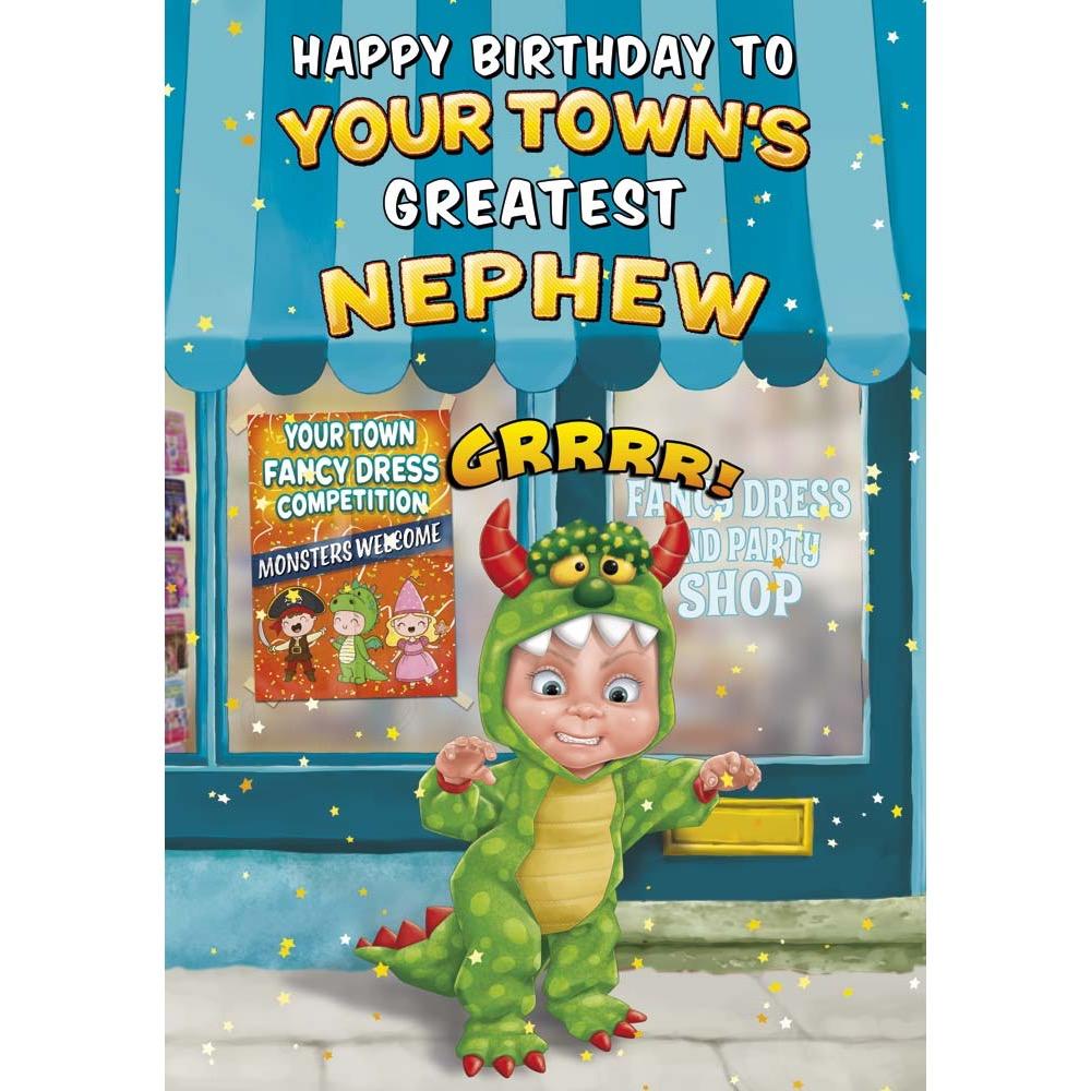 kids birthday card for a nephew with a colourful great illustration