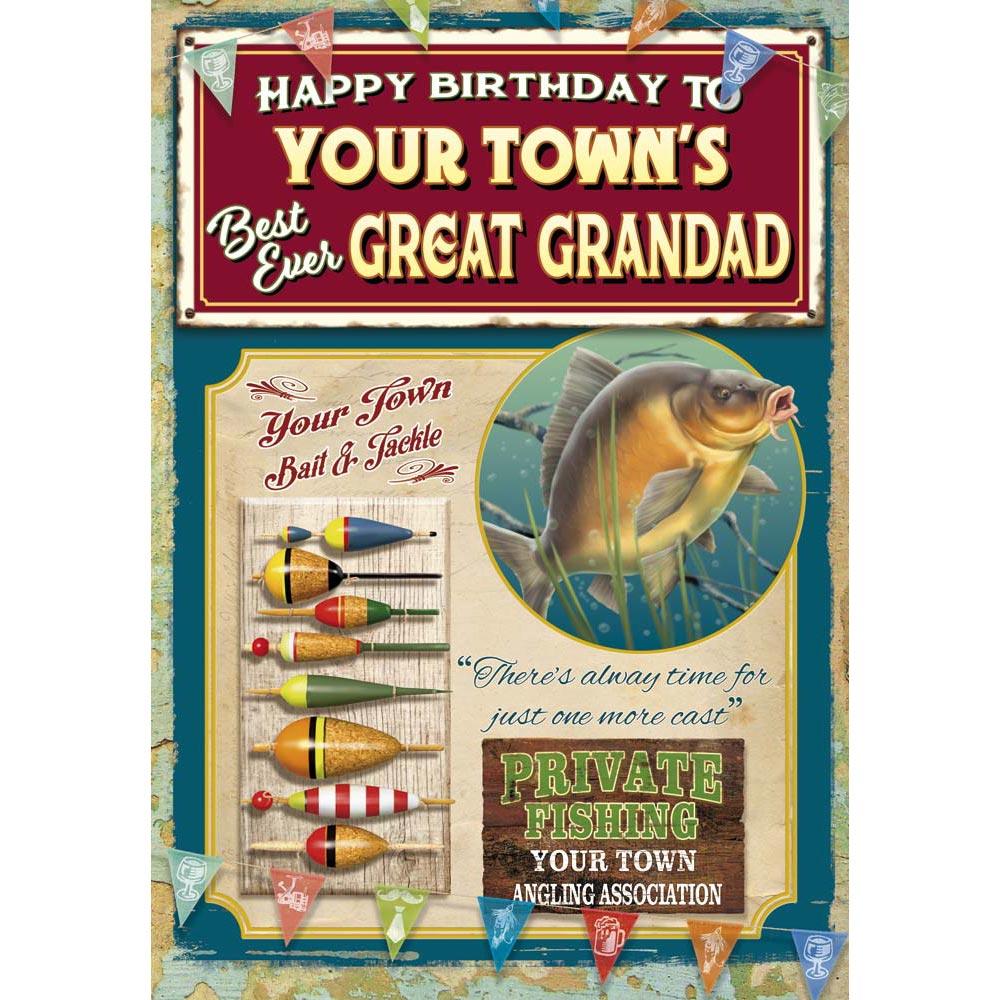 whimsical birthday card for a great grandad with a colourful whimsical illustration