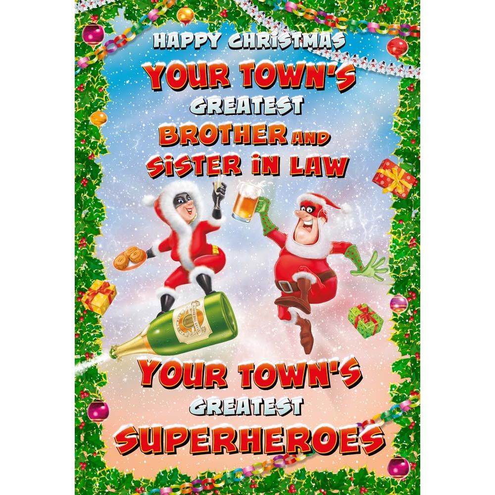 funny christmas card for a brother and sister in law with a colourful cartoon illustration