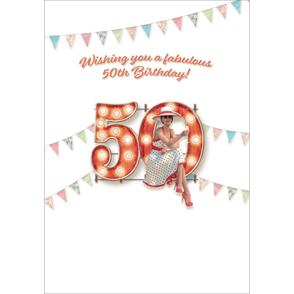 S2035-WA Special Friend 50th Birthday card Fifty Years Peach Prosecco ...