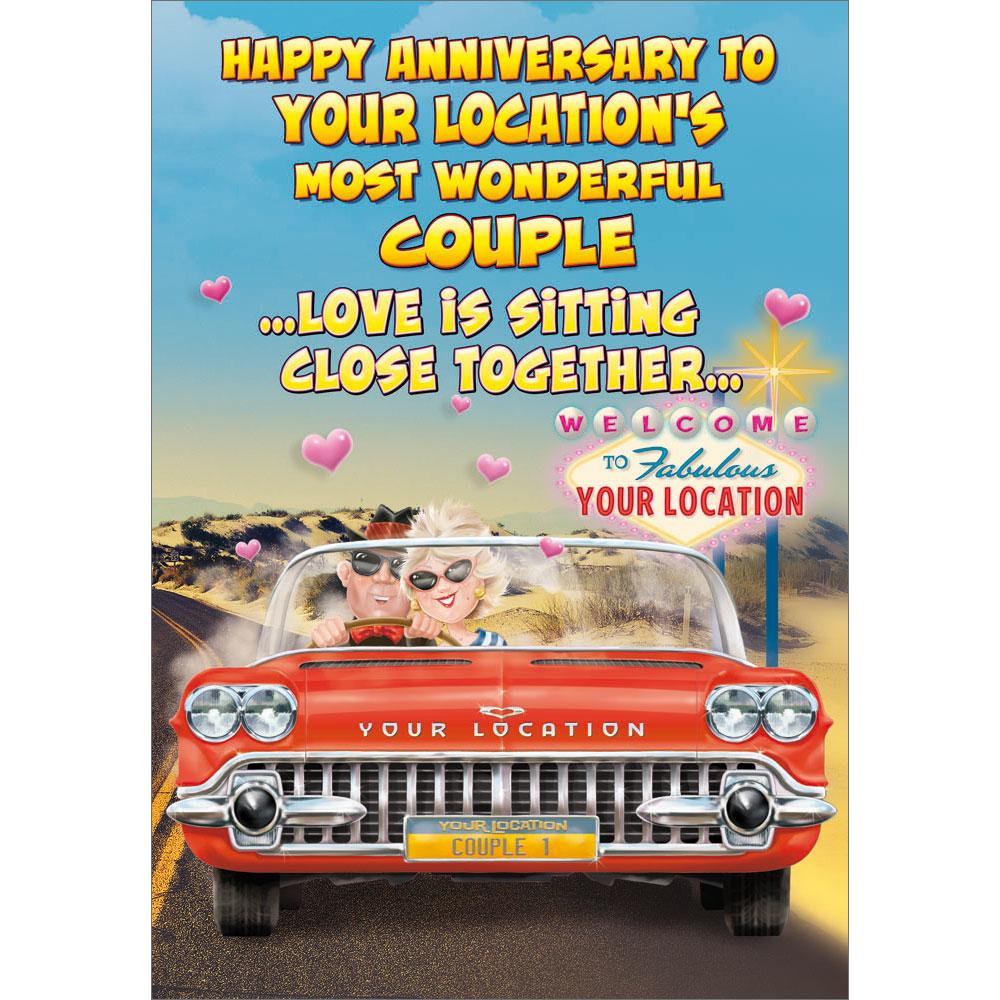 anniversary greeting card featuring humour illustration for a couple from the up your street range