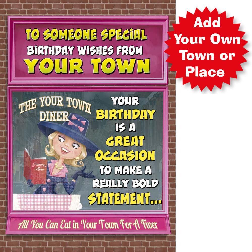 funny birthday card for a special someone with a colourful cartoon illustration