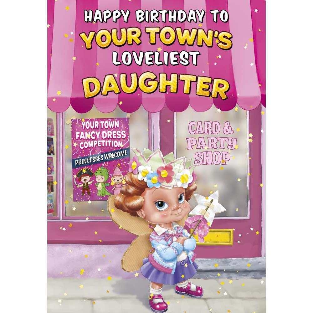 kids birthday card for a daughter with a colourful great illustration