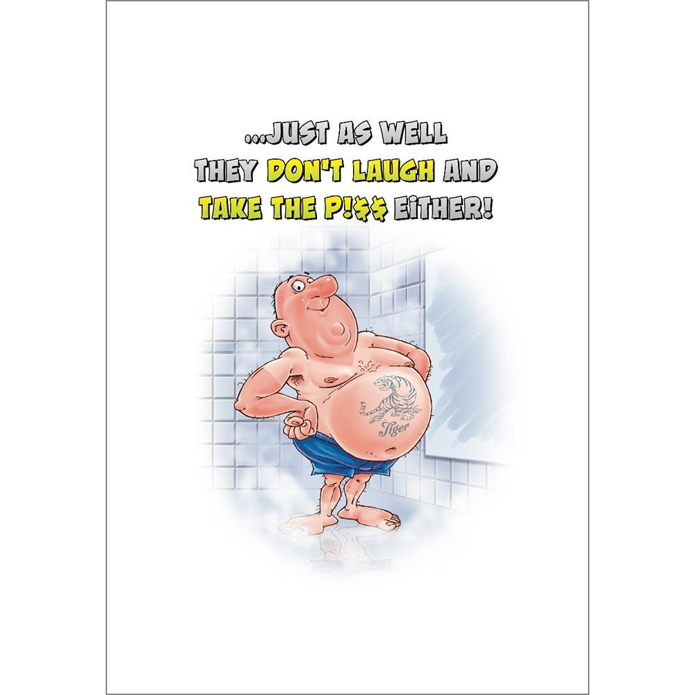 inside full colour cartoon illustration of birthday card for a male