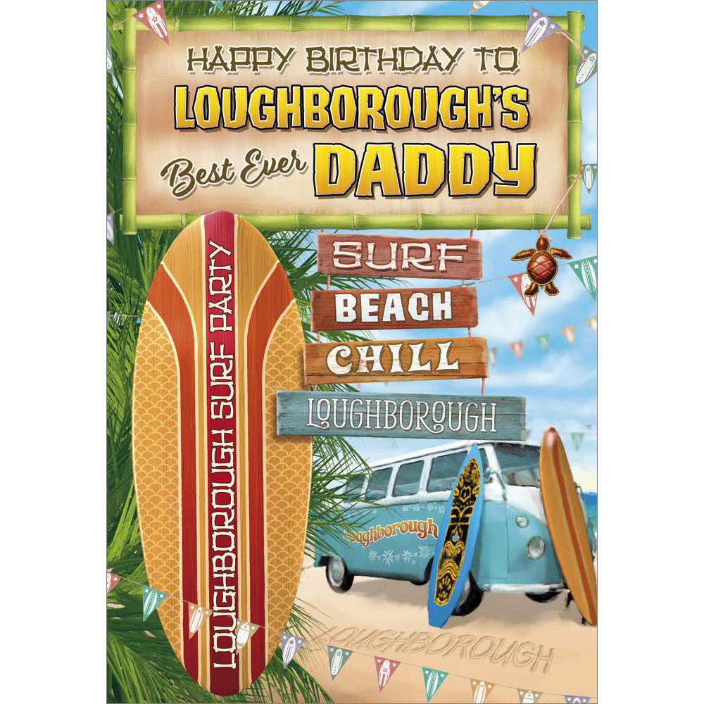 front of card showing a selection of different personalisations of this great birthday card for a daddy